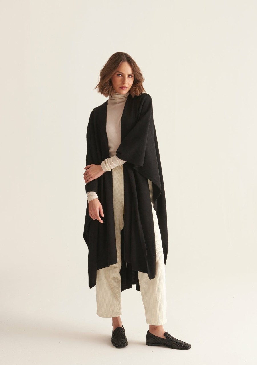 Accessories Loop Cashmere | Oversized Cashmere Cape In Black