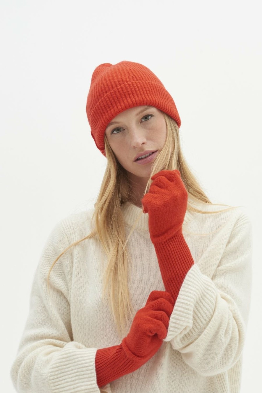 Accessories Loop Cashmere | Cashmere Glove In Tomato Red