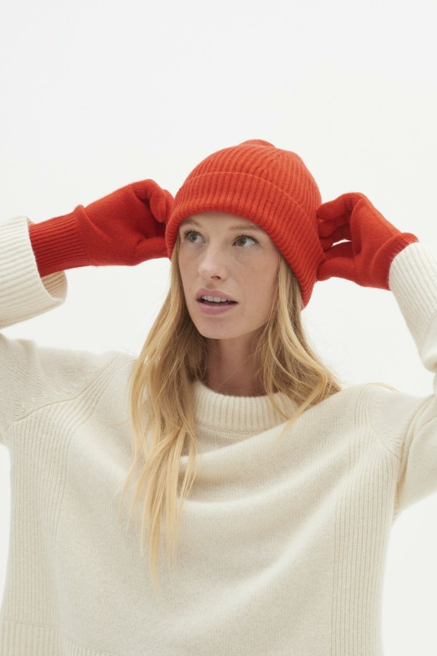 Accessories Loop Cashmere | Cashmere Glove In Tomato Red