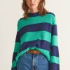 Women Loop Cashmere | Cropped Cashmere Sweatshirt In Blue Stripe