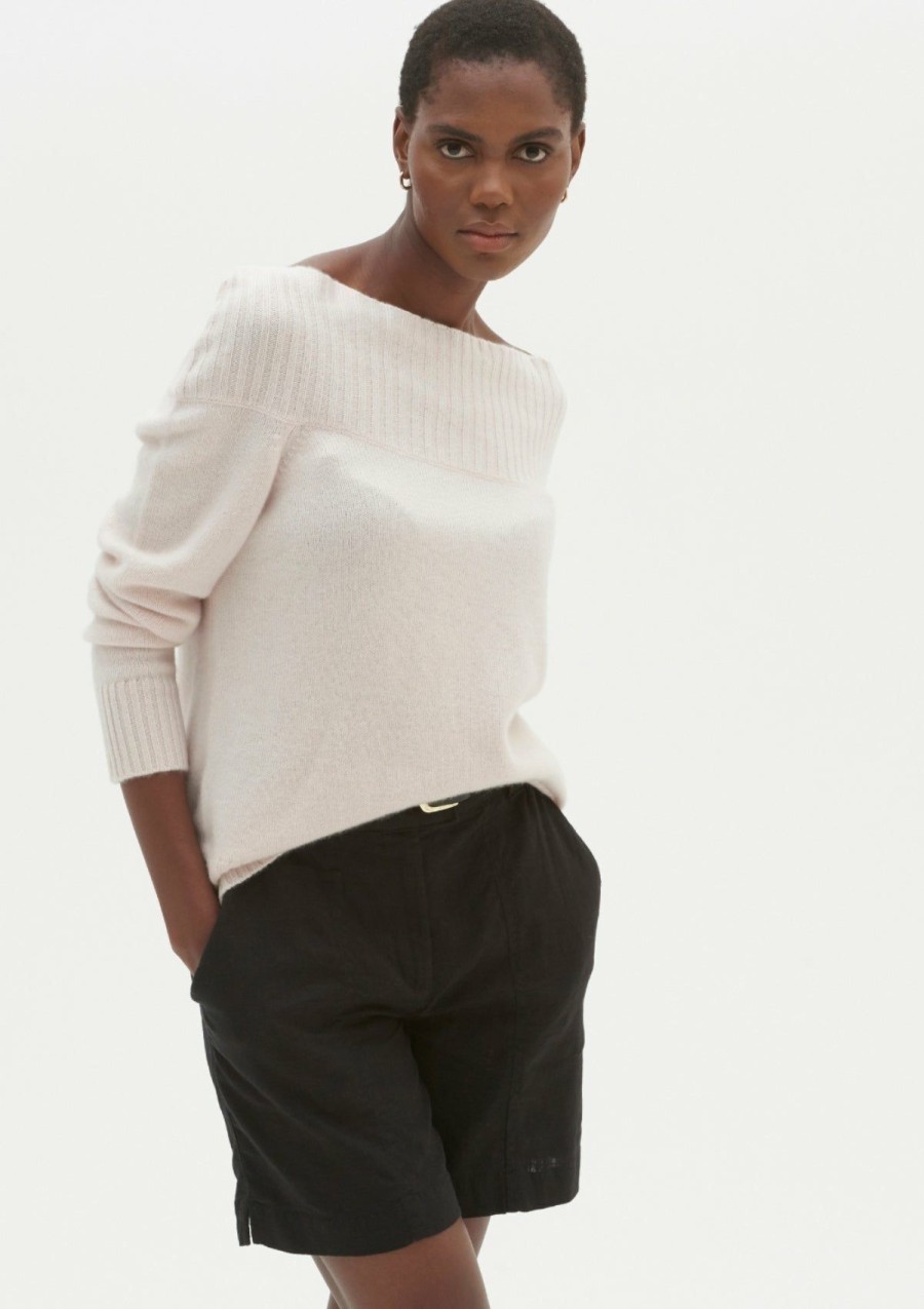 Women Loop Cashmere | Cashmere Boat Neck Sweater In Ballet Pink