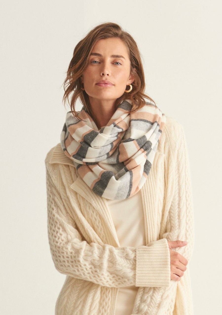 Accessories Loop Cashmere | Cashmere Lofty Blanket Scarf In Natural Stripe