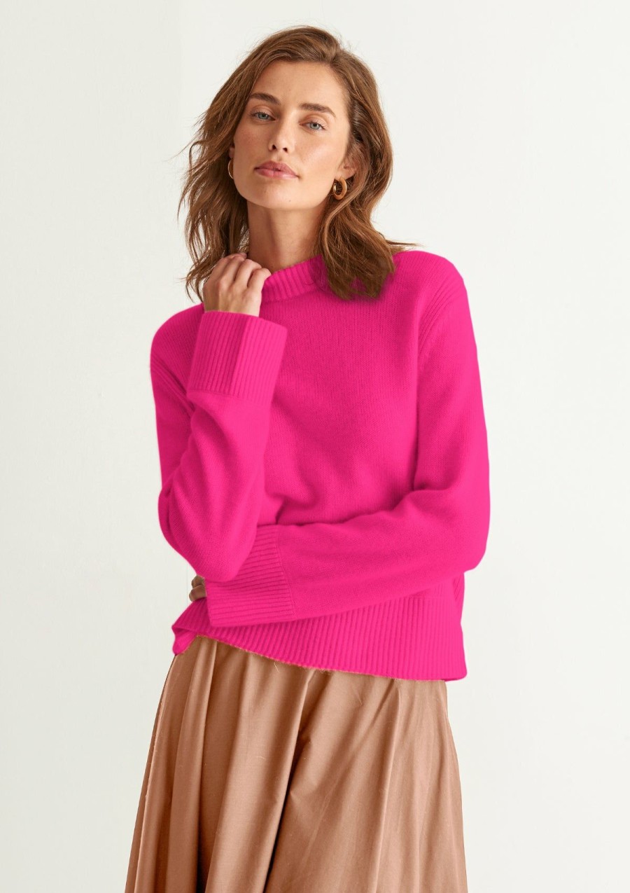 Women Loop Cashmere | Cropped Cashmere Sweatshirt In Cherry Pink