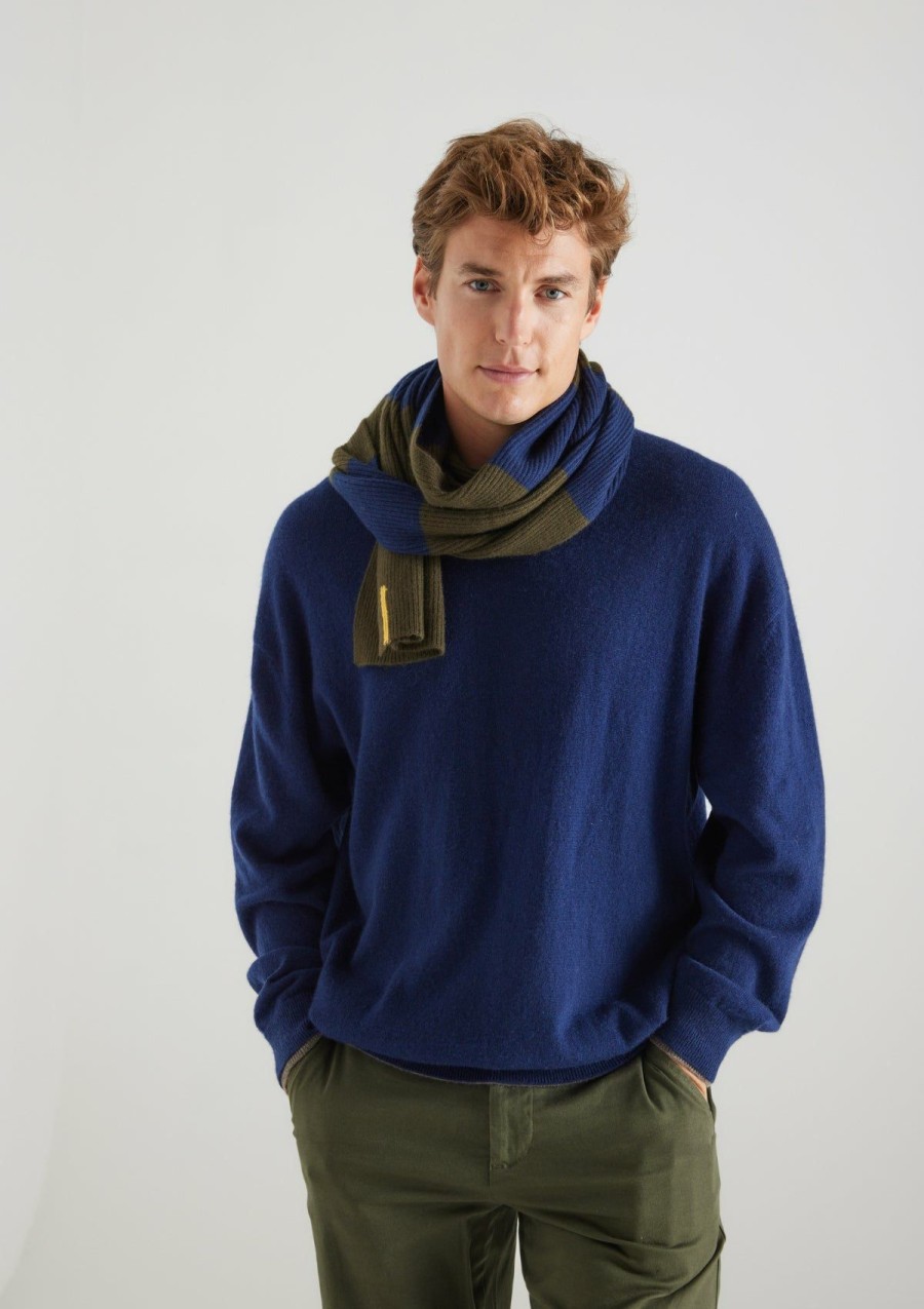 Men Loop Cashmere | Mens Cashmere Scarf In Midnight Colourblock