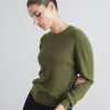 Women Loop Cashmere | Cashmere Crew Neck Sweater In Khaki Green