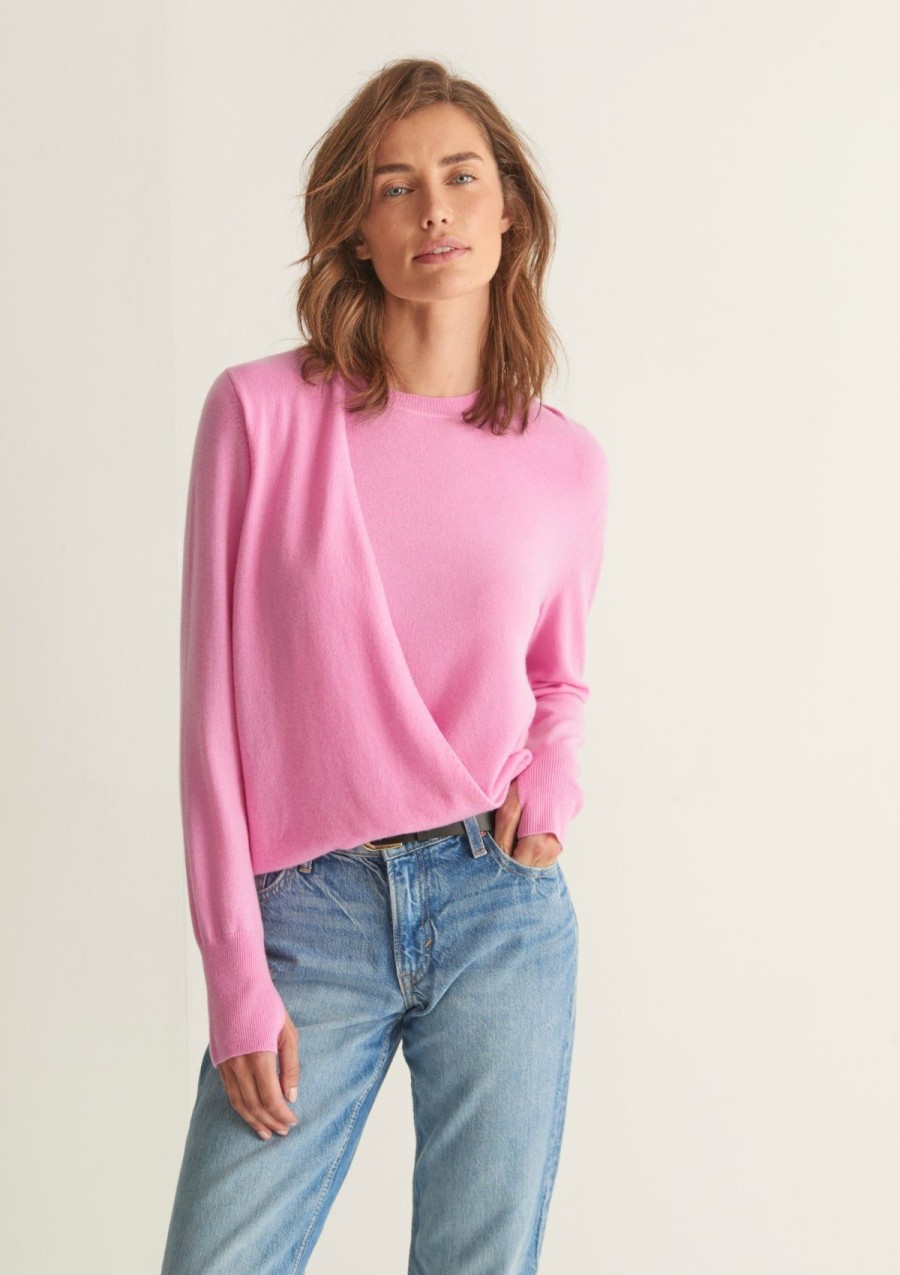 Women Loop Cashmere | Ruched Cashmere Sweatshirt In Peony Pink