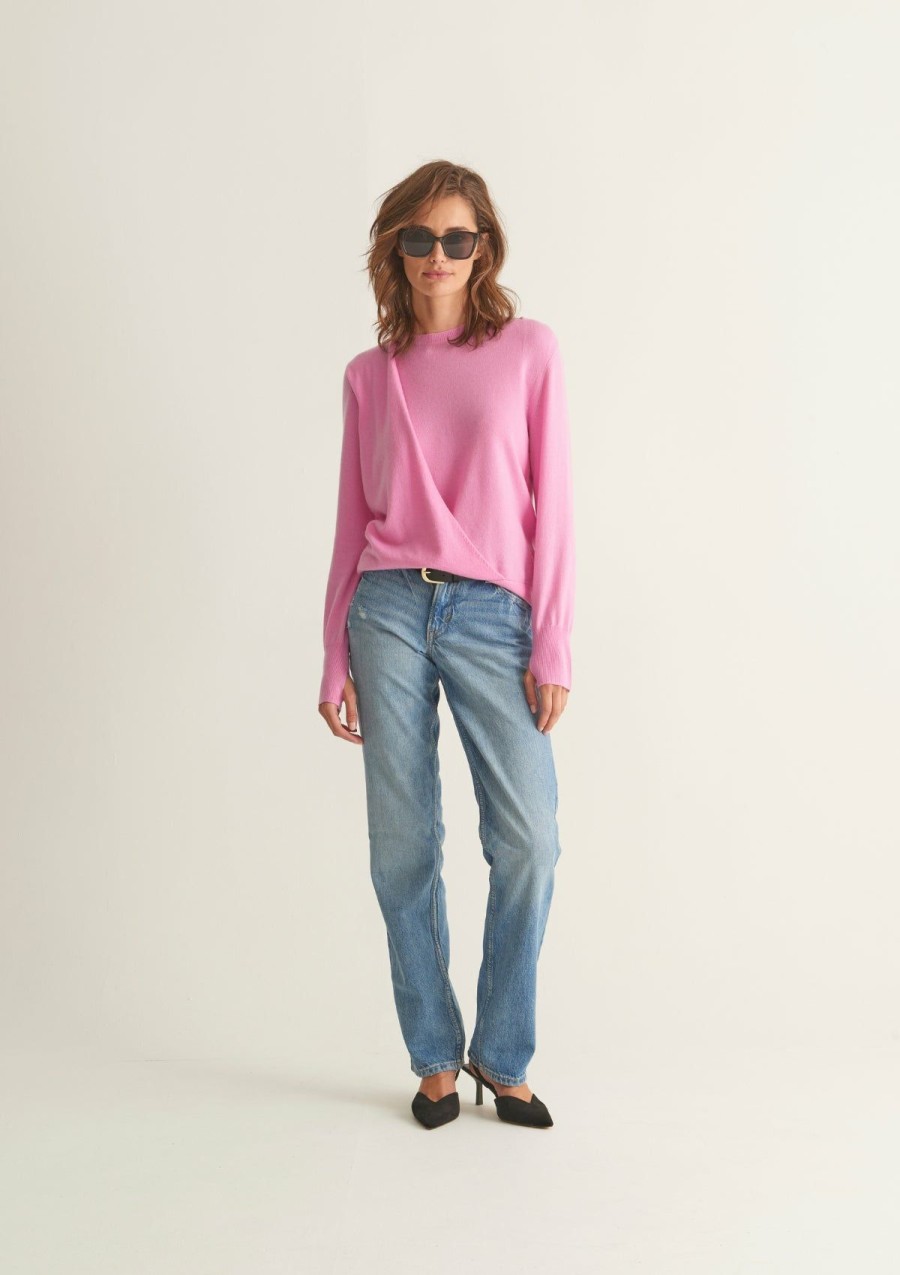 Women Loop Cashmere | Ruched Cashmere Sweatshirt In Peony Pink